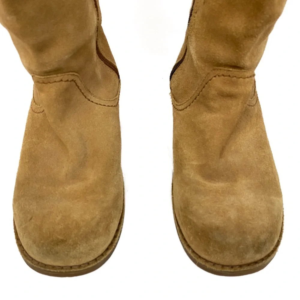 Ugg Womens Rayanne Lined Suede Leather Tie Detail Tall Zip Up Boots,‎ Tan - 6